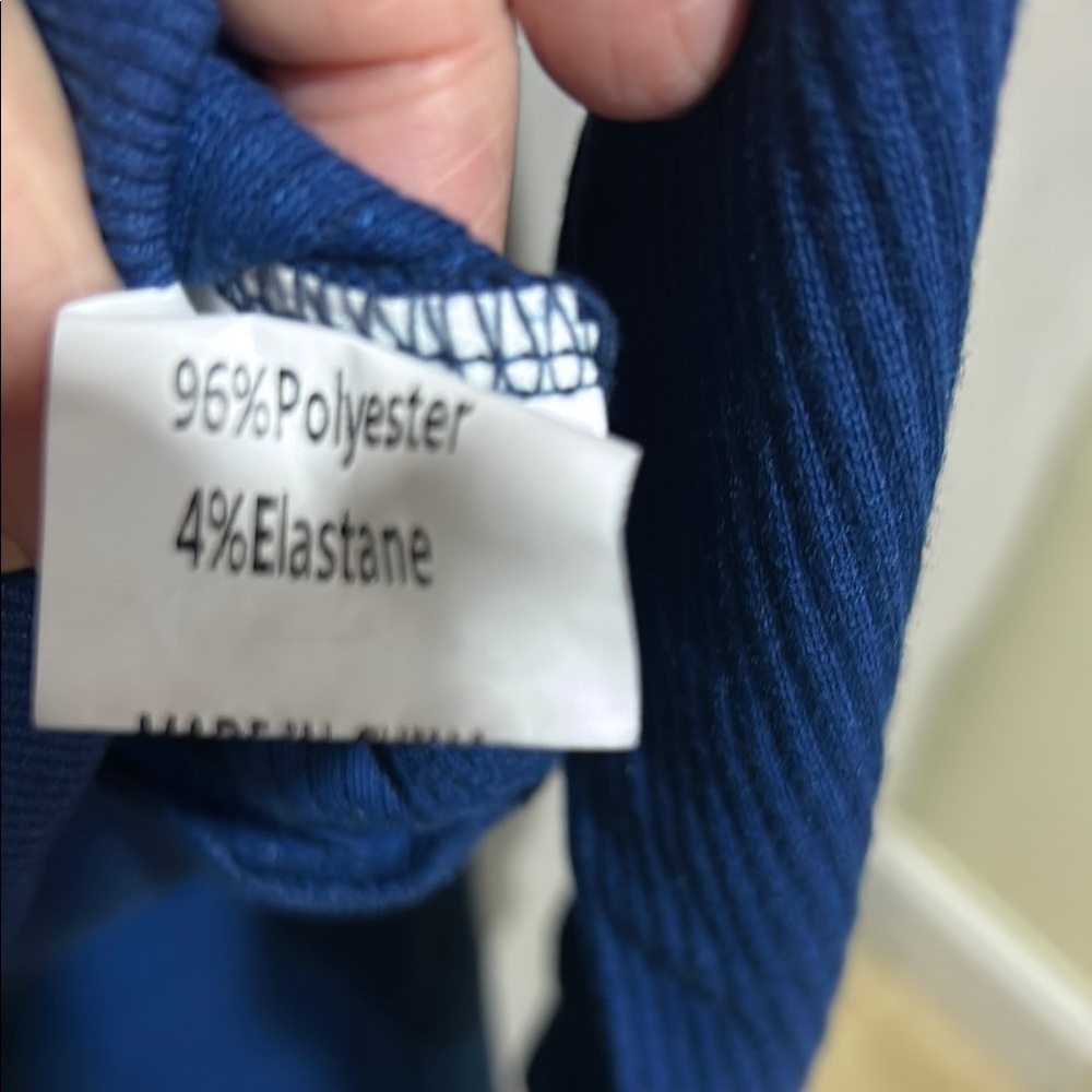 Ribbed Blue Half-Zip Top set with the cuffed pants to match - Picture 7 of 8